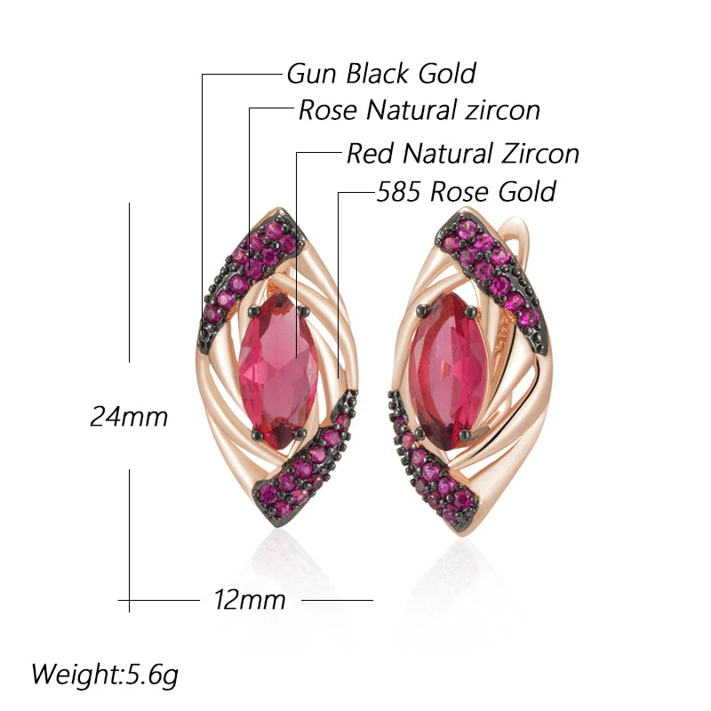 Hot Shiny Red Natural Zircon Drop Earrings