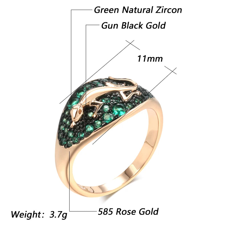 Unique Green Natural Zircon Lizard Rings