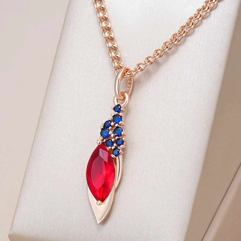 Fashion Red With Blue Natural Rose Colour Pendant Necklace