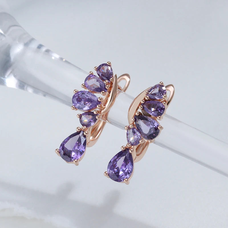New Purple Natural Zircon Earrings