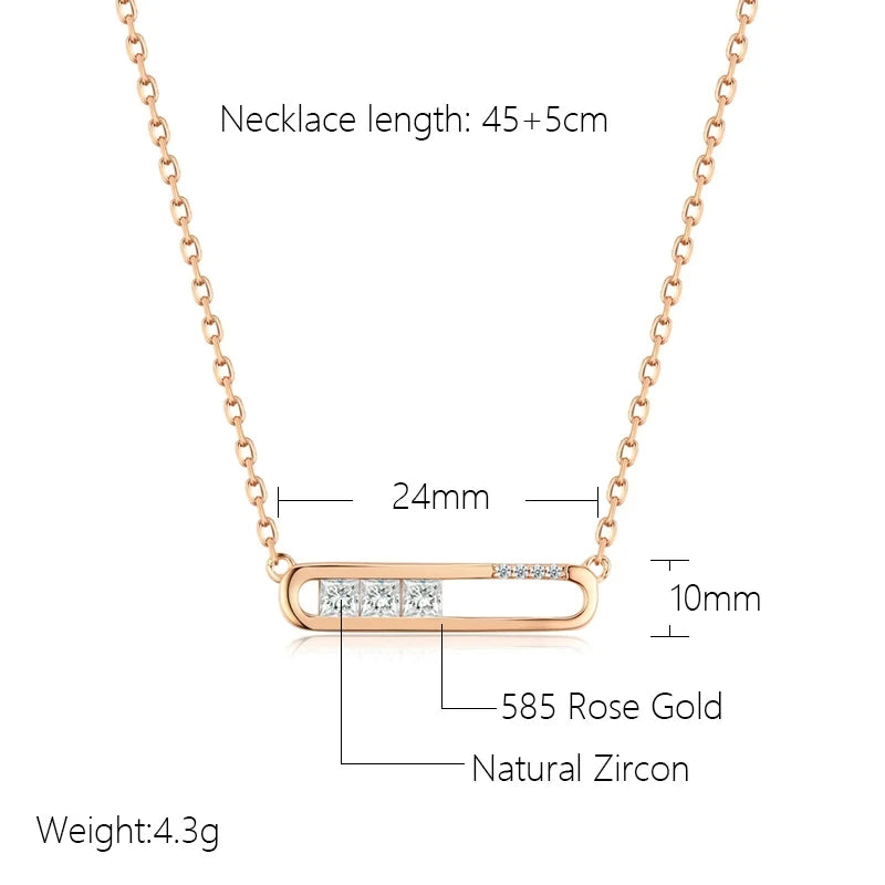 New Luxury Natural 585 rose Gold Pendant Necklace 010