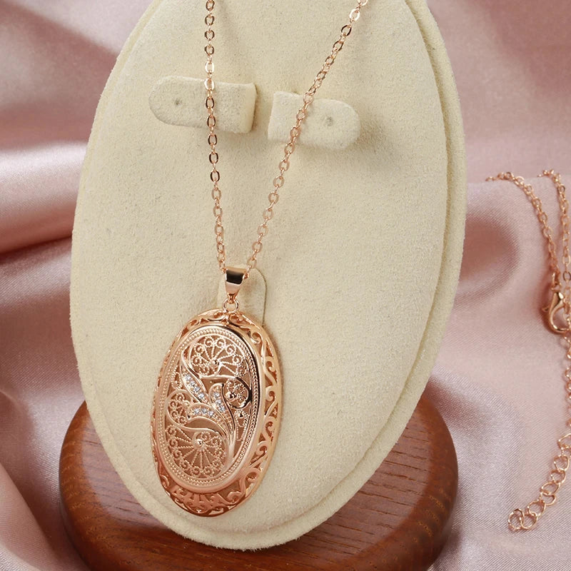 Fashion Hollow Flowers Big Pendant Necklace