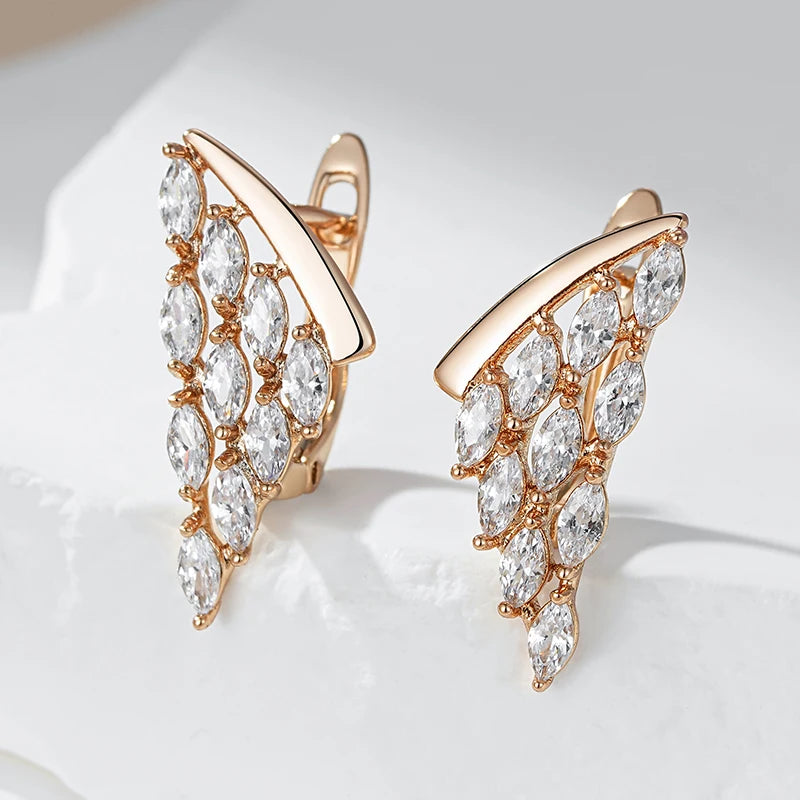 Full Shiny Natural Drop Gold Colour Unique Crystal Earrings