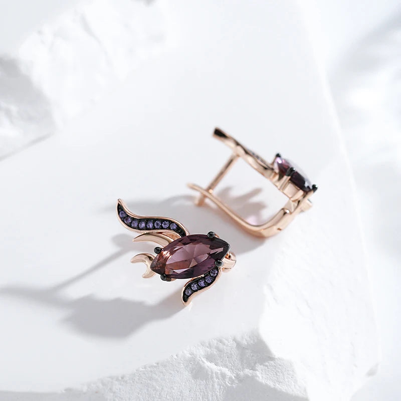 Hot Purple Natural English Earrings