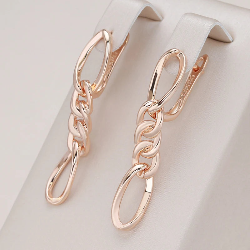New Glossy Gold Long Earrings
