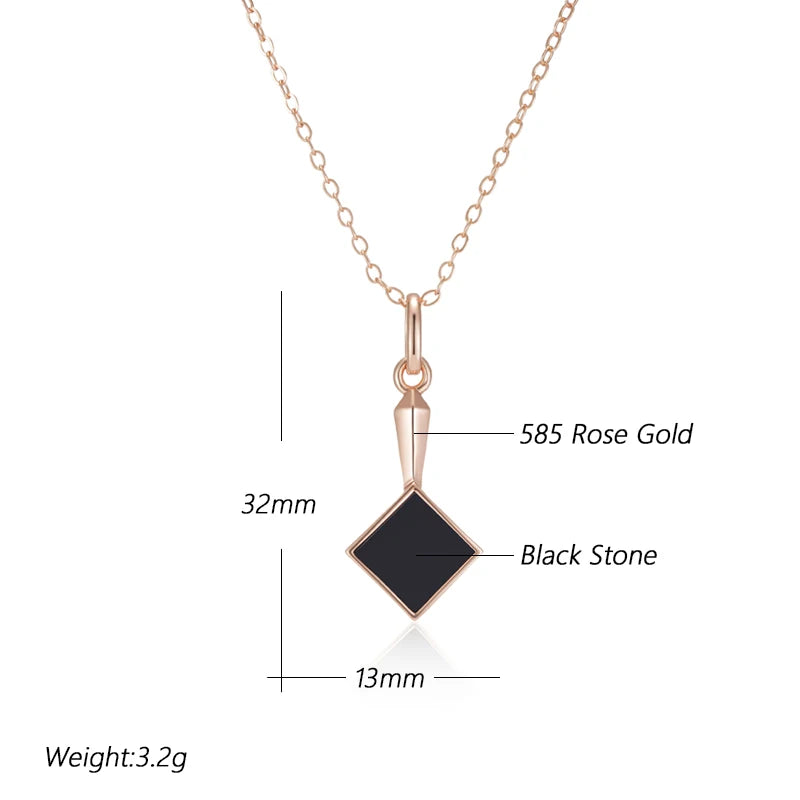 New Luxury Natural 585 rose Gold Pendant Necklace 028