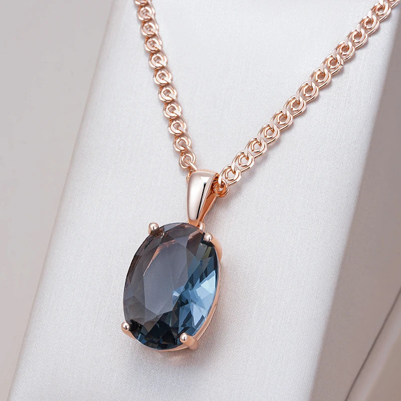 Hot Oval Grey Crystal Pendant Necklace