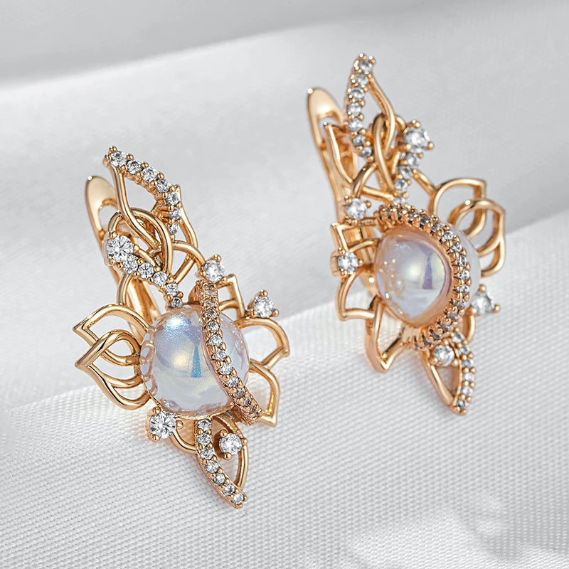 Luxury Pearl Geometric Rose Gold Drop Earrings