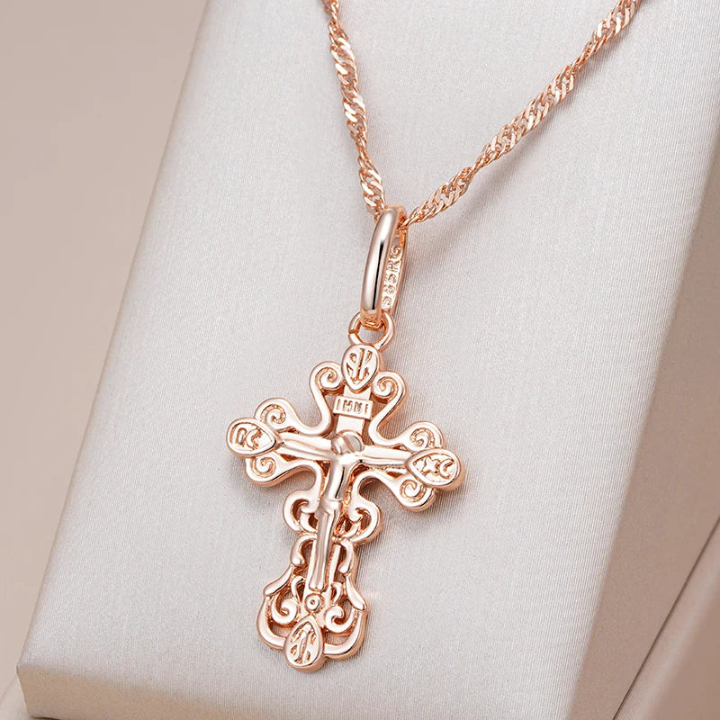 New Luxury Natural 585 rose Gold Pendant Necklace 002
