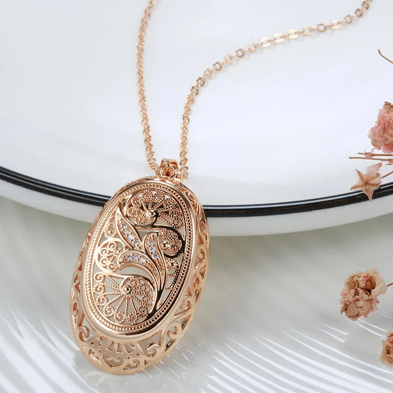 Fashion Hollow Flowers Big Pendant Necklace