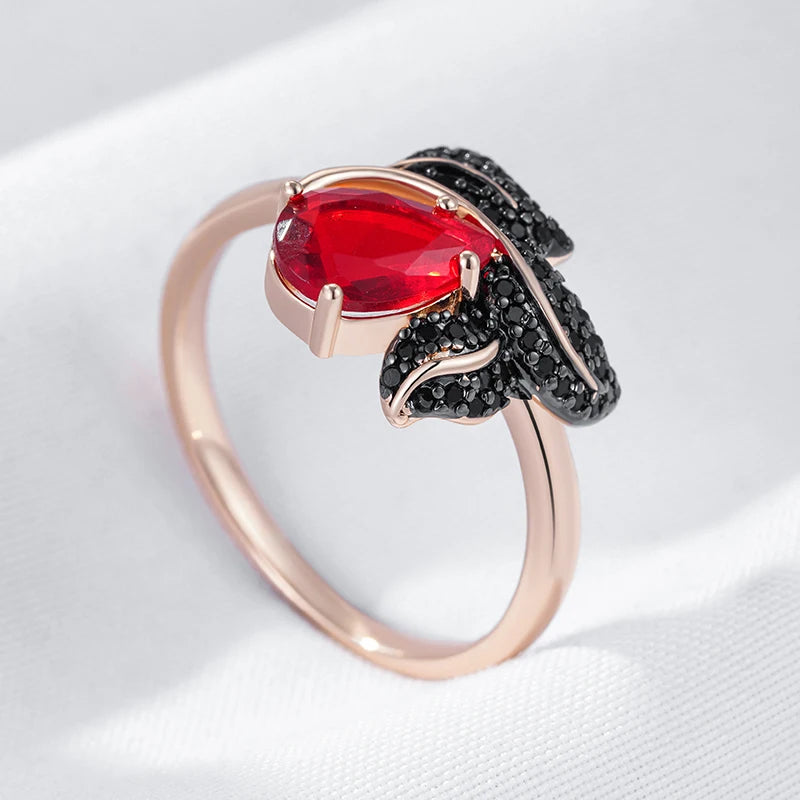 Hot Shiny Red Natural Zircon Ring