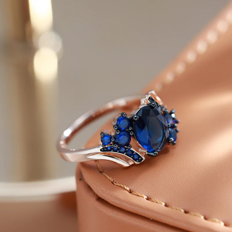 Luxury Blue Gold Black Plating Vintage Rings