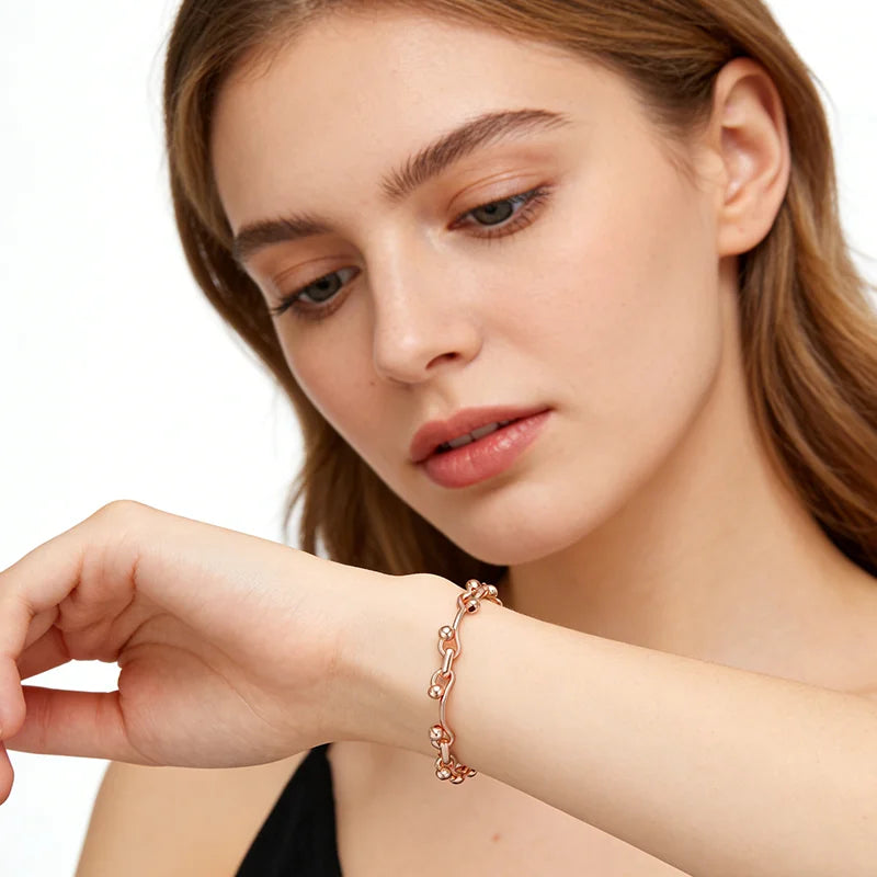 Kinel Hot Fashion glossy rose gold dangle bracelet for women, simple daily jewelry by Legacy Magics, high-quality fine accessories