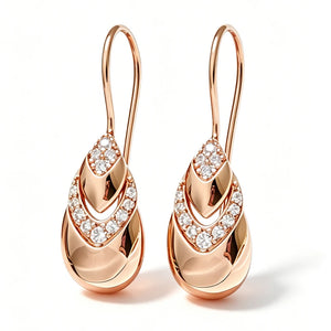 Rose Gold Teardrop Cubic Zirconia Drop Earrings for Women
