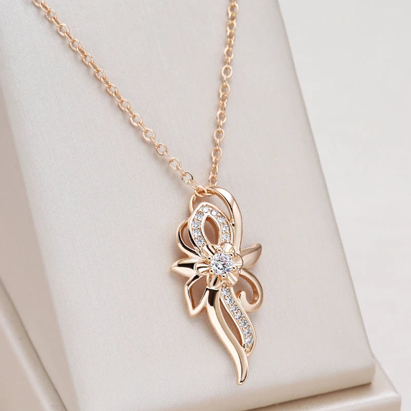 New Luxury Natural 585 rose Gold Pendant Necklace 008