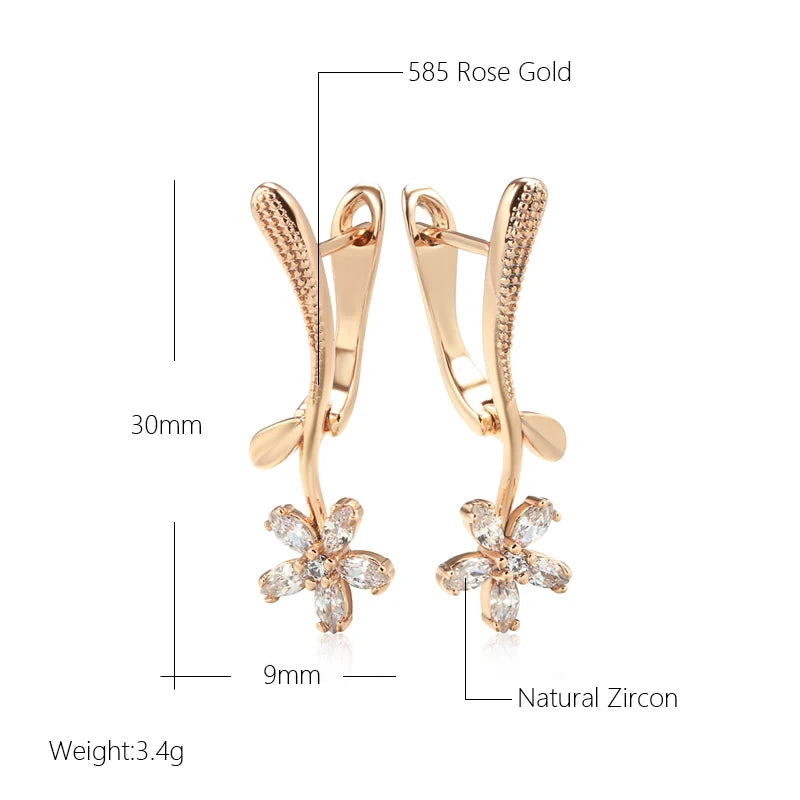 Fashion Natural Flower Long Drop Earrings 001