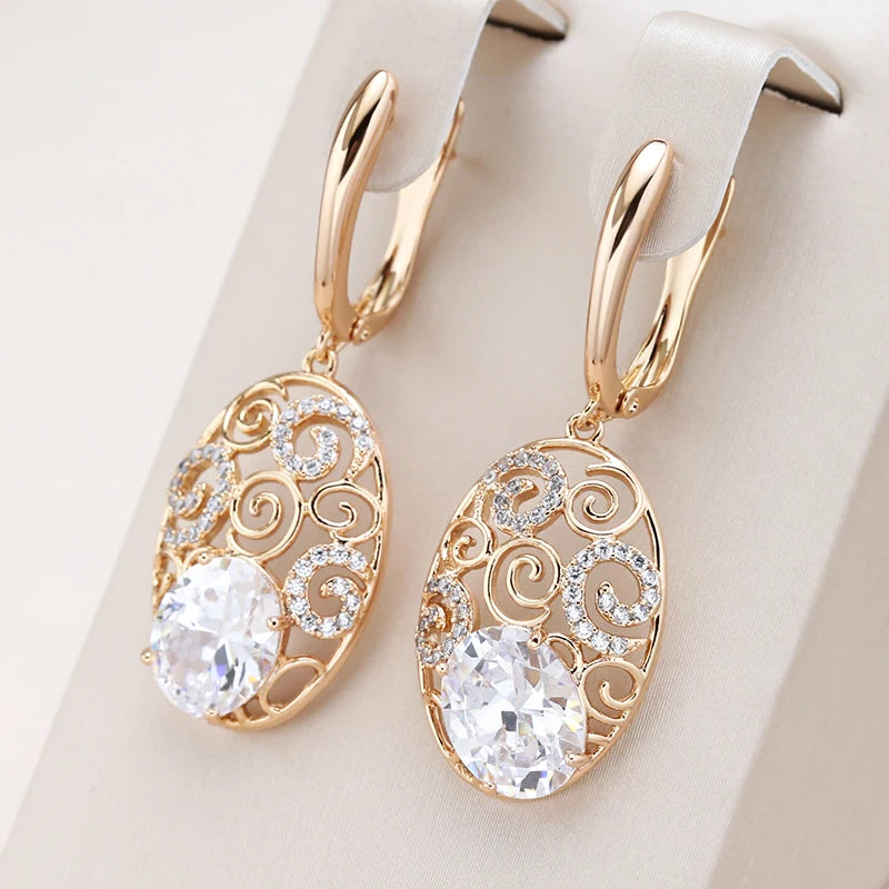 Crystal Flower Long Earrings
