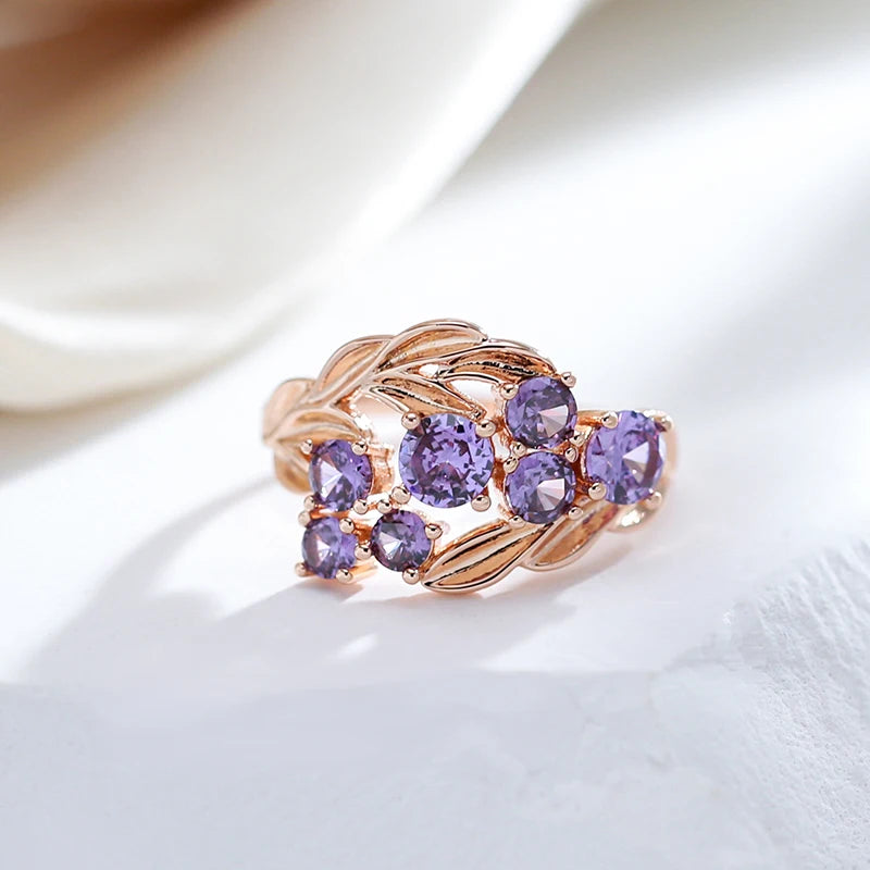 Shiny Purple Natural Ethnic Bride Wedding Rings