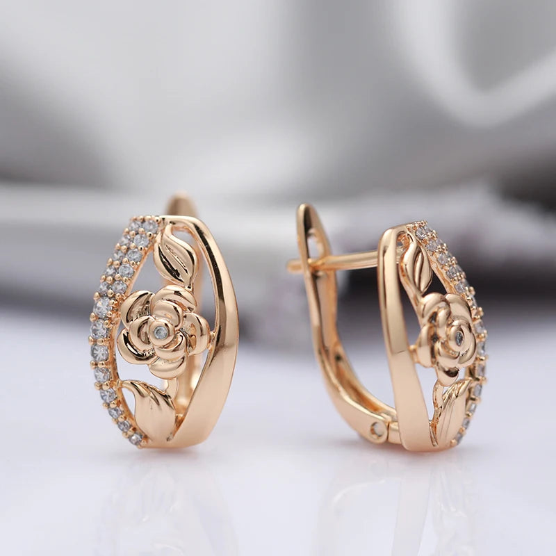 Luxury Gold Boho Crystal Flower Earrings