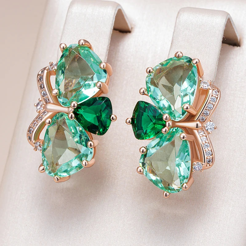 Unique Green Stone Drop Earrings