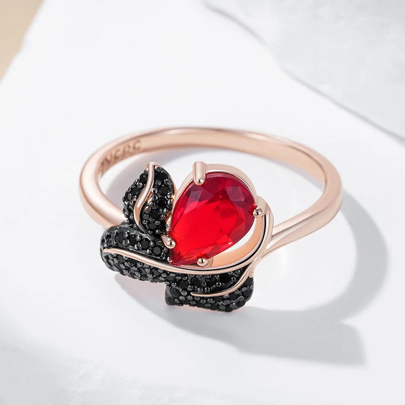 Hot Shiny Red Natural Zircon Ring