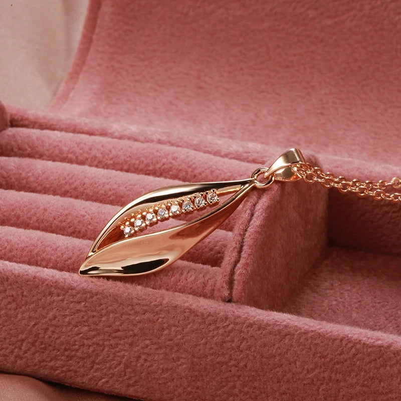 Hot 585 Rose Gold Color Long Pendant Necklace