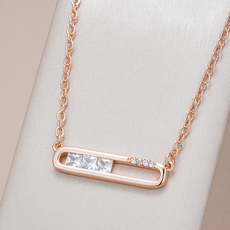 New Luxury Natural 585 rose Gold Pendant Necklace 010