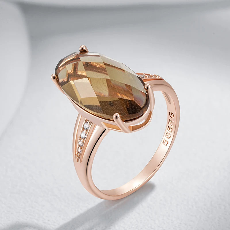 Trend Big Vintage Natural Glossy Metal Ethnic Bride Ring 093