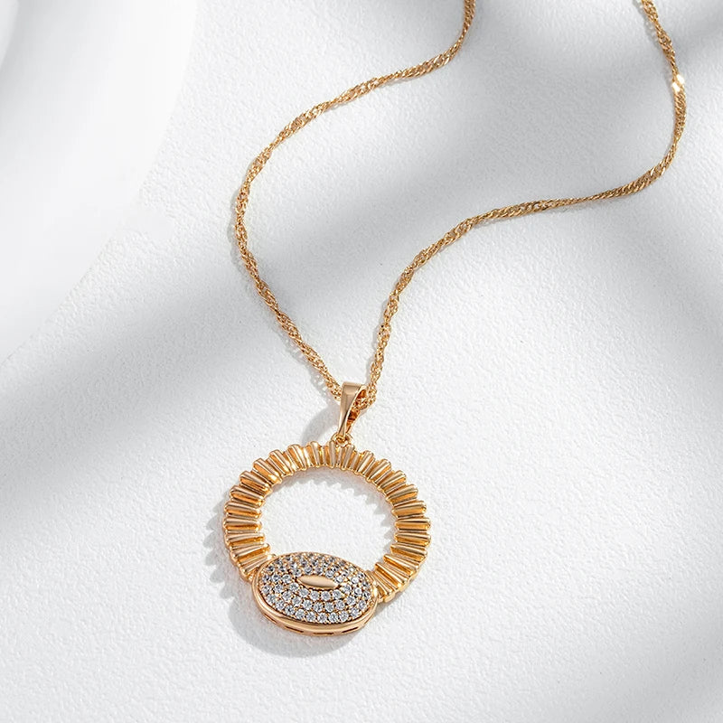 New Luxury Natural 585 rose Gold Pendant Necklace 015