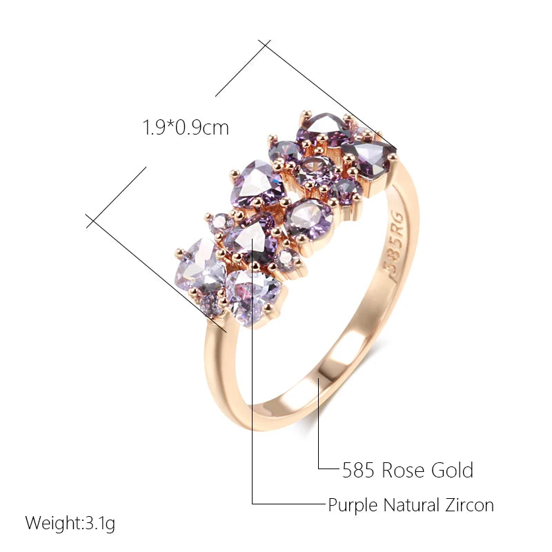 Hot Shiny Purple Natural Zircon Bride Wedding Rings