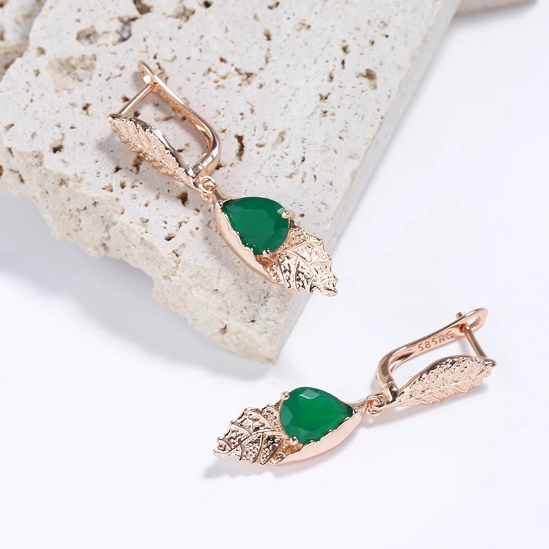 Gold Color Leaf Long Earring