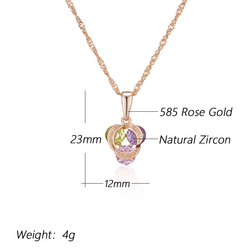 New Luxury Natural 585 rose Gold Pendant Necklace 014