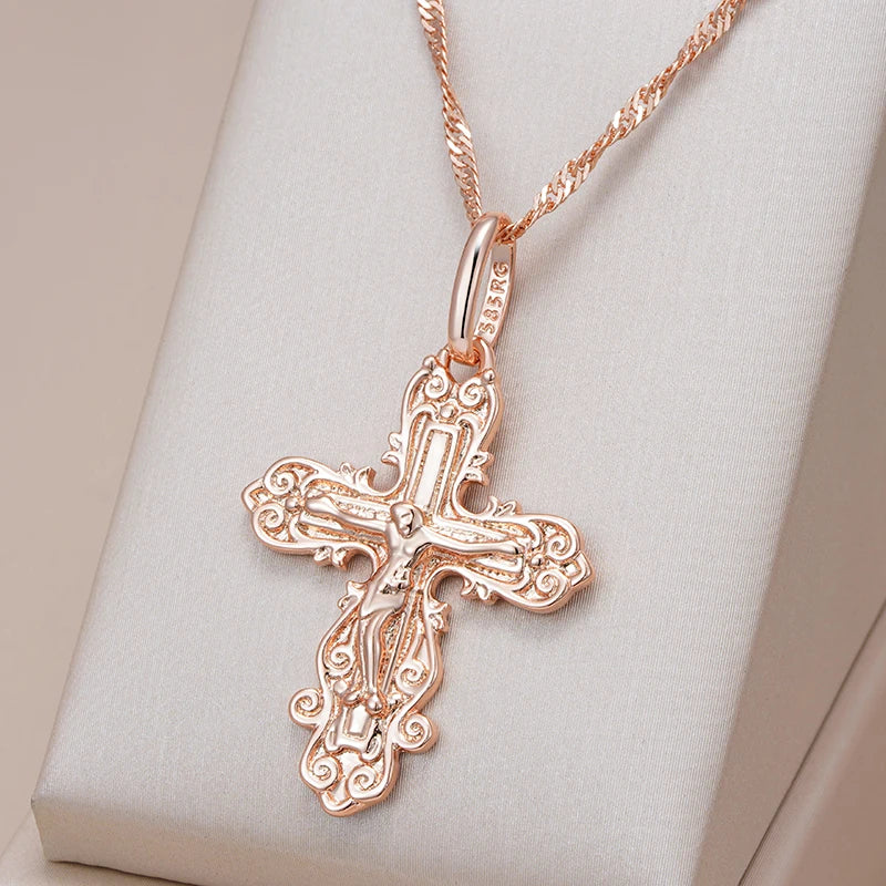 New Luxury Natural 585 rose Gold Pendant Necklace 020