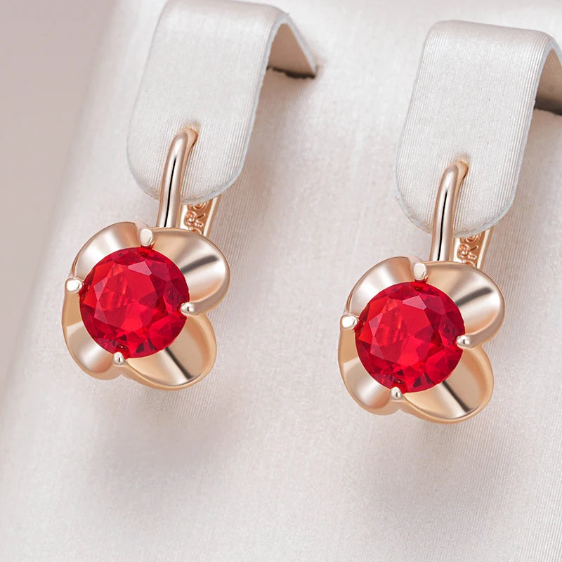 Shiny Red Natural English Earrings
