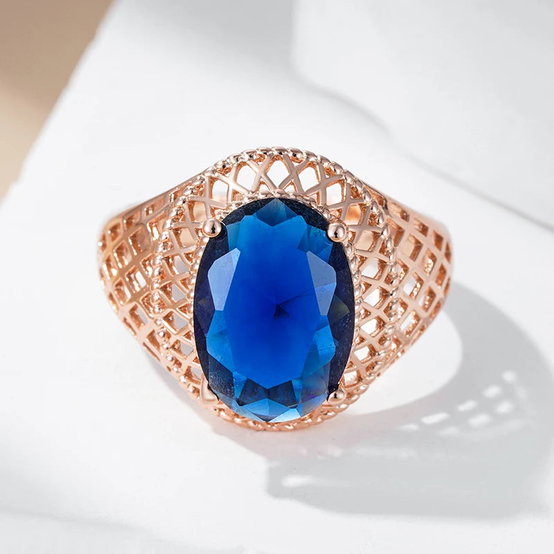 Oval Blue High Quality Ethnic Daily Ring