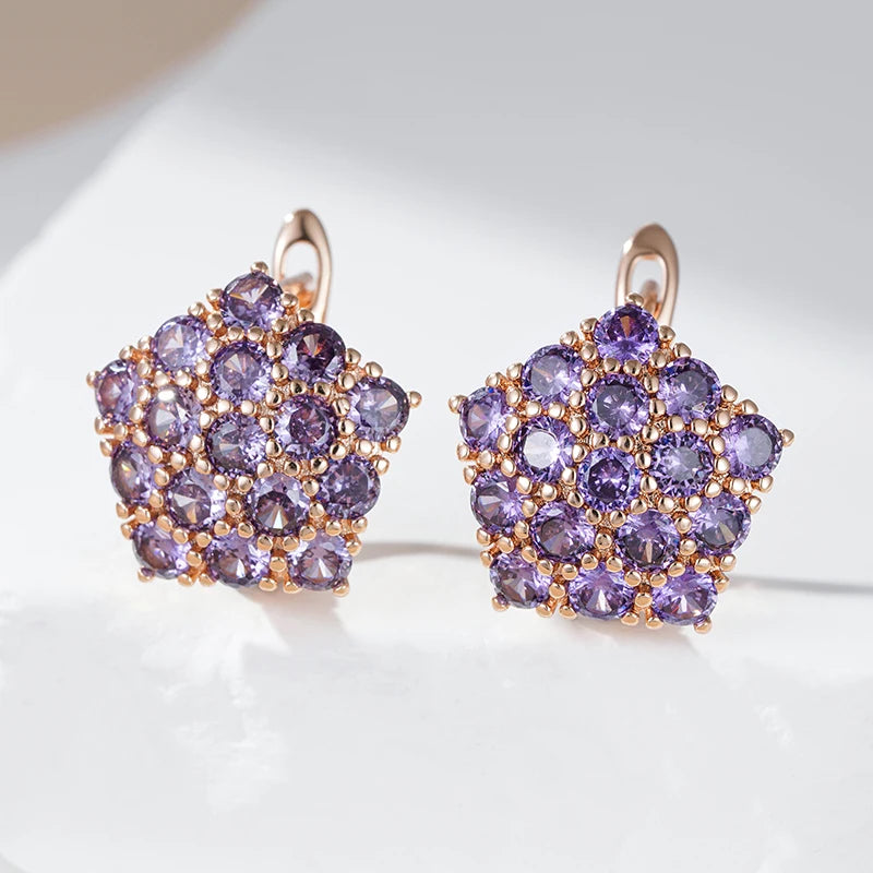 Hot Shiny Purple Natural Zircon Drop Earrings