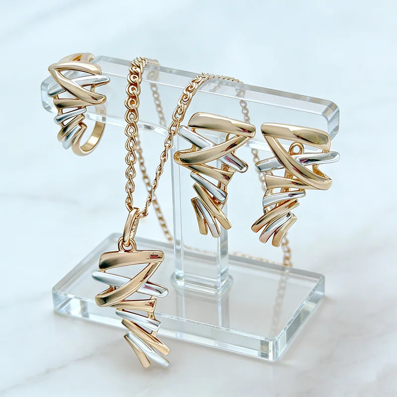 Shiny 585 Rose Gold Color Women Fashion High Quality Jewelry Set 002 - Legacy Magics