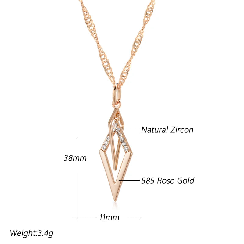 New Luxury Natural 585 rose Gold Pendant Necklace 017