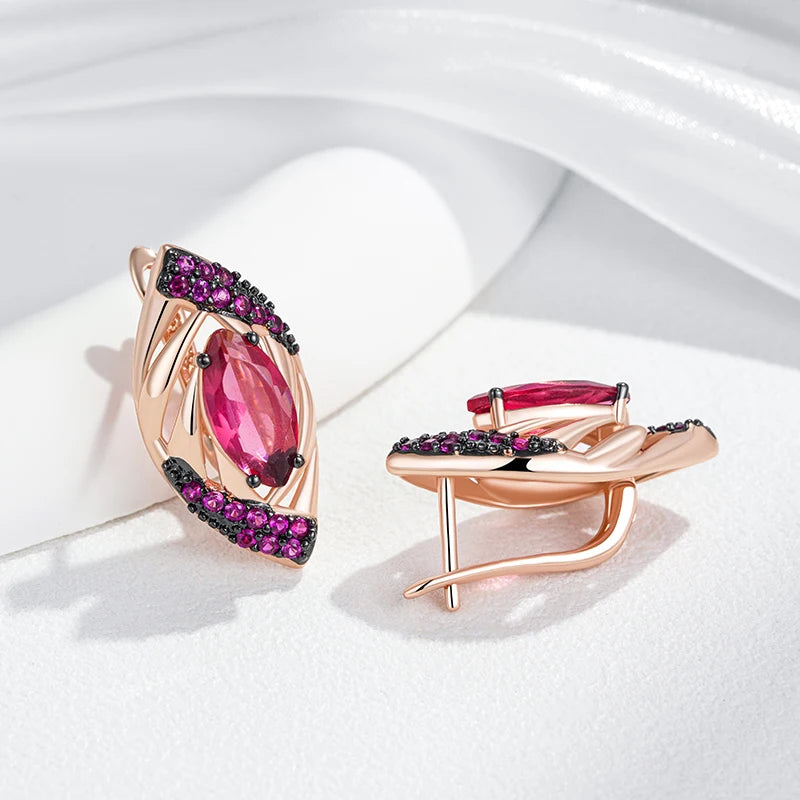 Hot Shiny Red Natural Zircon Drop Earrings