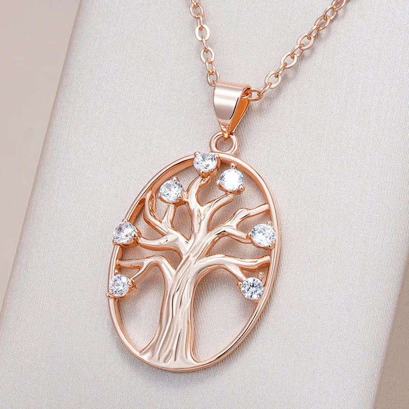 New Luxury Natural 585 rose Gold Pendant Necklace 007