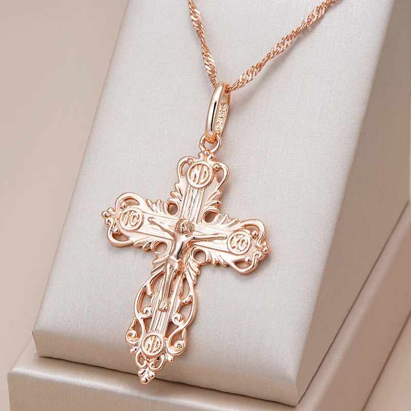 New Luxury Natural 585 rose Gold Pendant Necklace 024