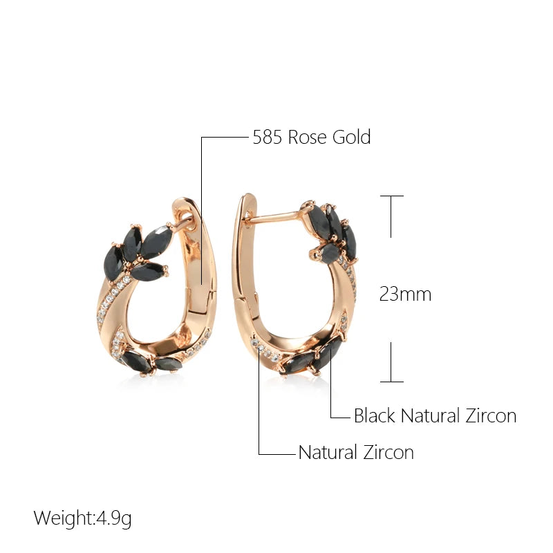 Luxury Black With White Natural Earrings