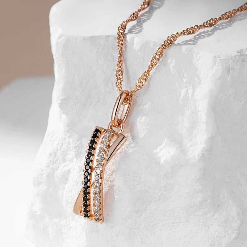 New Luxury Natural 585 rose Gold Pendant Necklace 011