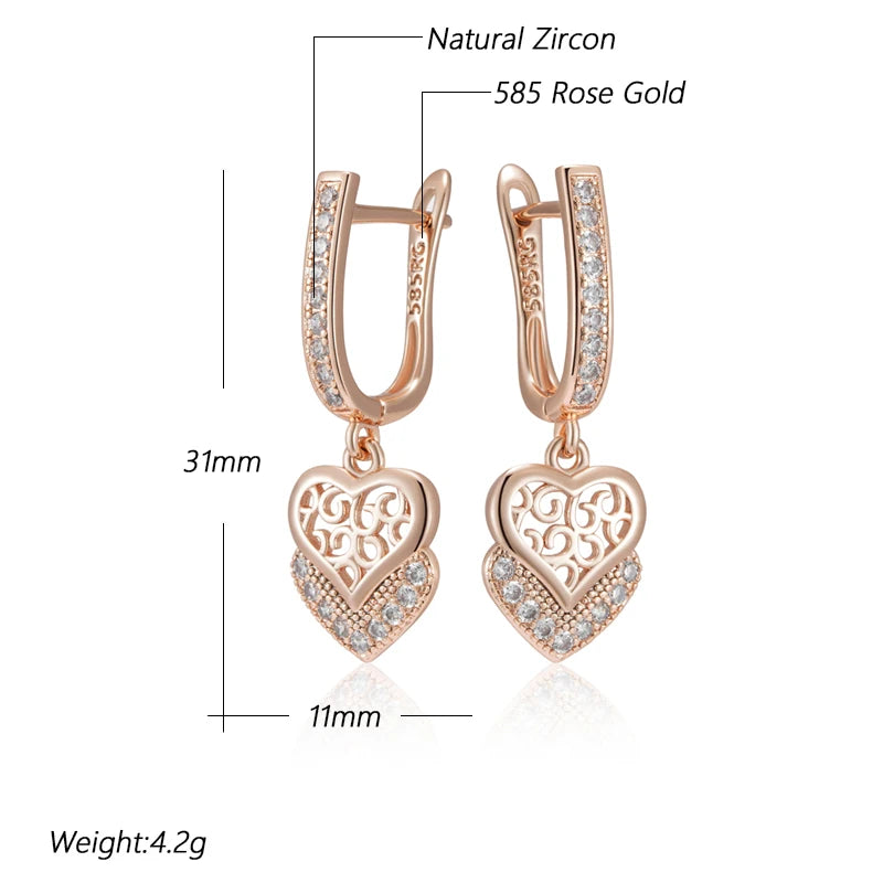 Rose Gold Colour Geometry Long Earrings