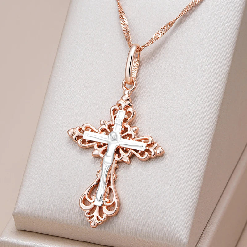 New Luxury Natural 585 rose Gold Pendant Necklace 019