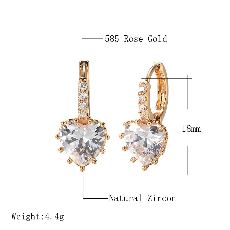 New Heart Natural Zircon Dangle Earrings