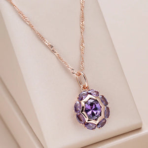 Unusual Sparkling Oval Purple Natural Zircon Pendant Necklace - Legacy Magics