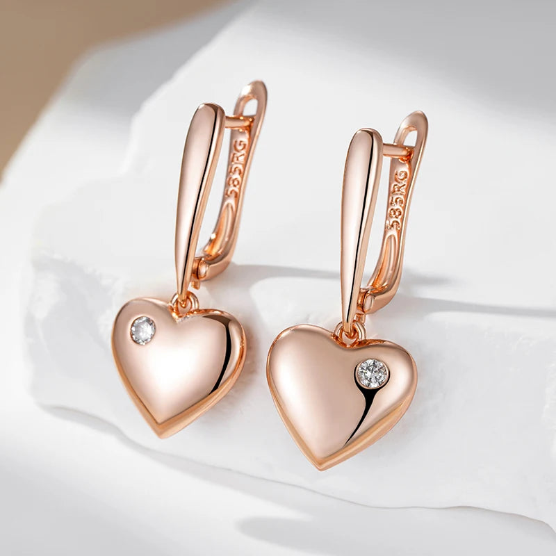 Unusual 585 Rose Gold Color Cross Earrings 001 - Legacy Magics