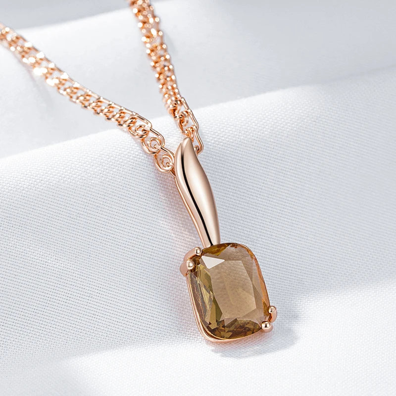 Square Brown Pendant Necklace