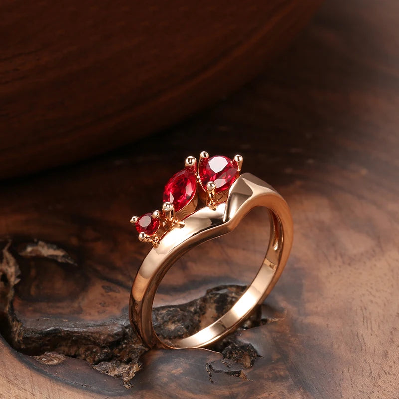 Trend Big Vintage Natural Glossy Metal Ethnic Bride Ring 049